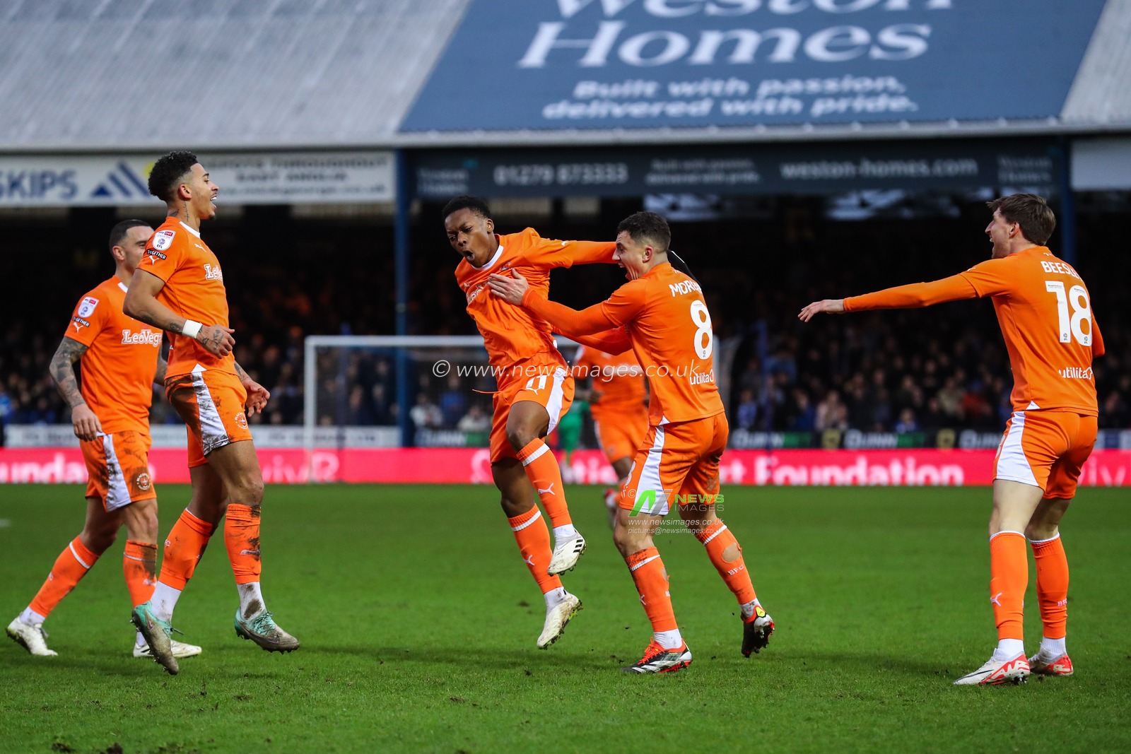 Karamoko Dembele of Blackpool celebrates his goal to make it 1-2 during the Sky Bet League 1 match Peterborough United vs Blackpool at Weston Homes Stadium, Peterborough, United Kingdom, 17th February 2024

(Photo by Gareth Evans/News Images)
