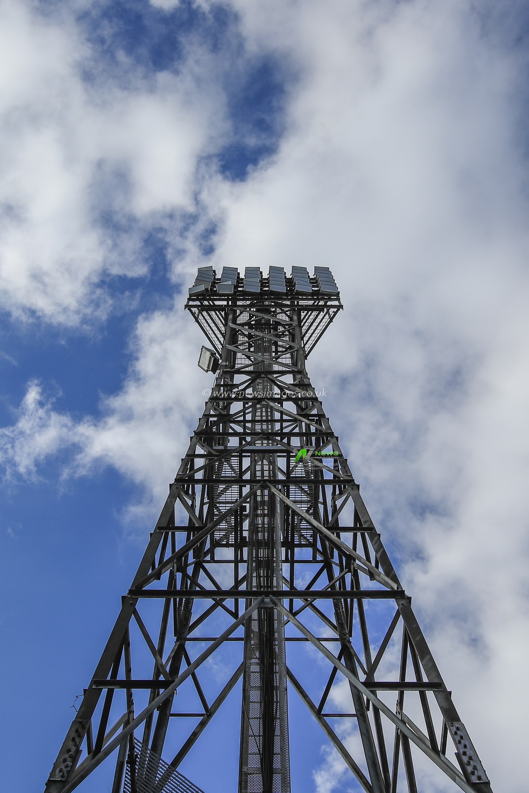Oakwellâ€™s floodlight towers above the stadium
