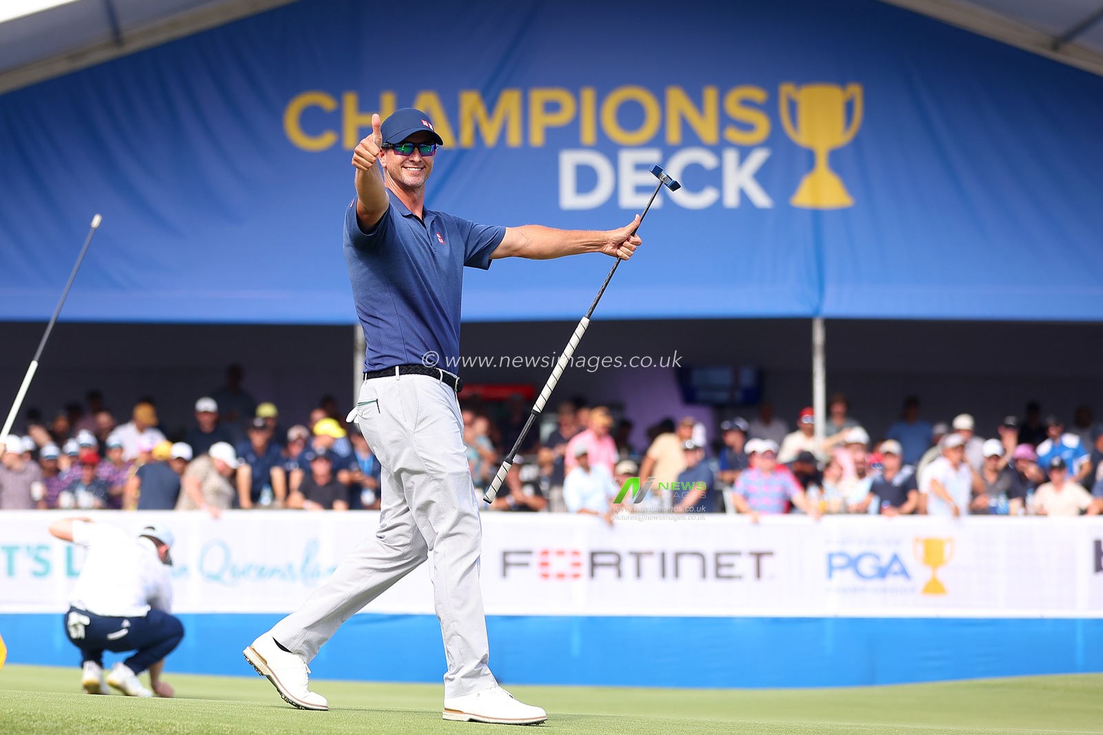 Adam Scott of Australia reacts during the Fortinet Australian PGA Championship at Royal Queensland Golf Club, Brisbane, Australia, 26th November 2023

(Photo by Patrick Hoelscher/News Images)