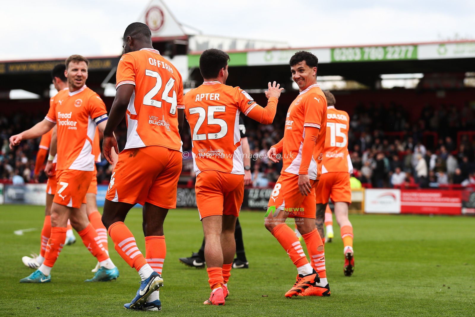 Rob Apter of Blackpool celebrates his goal to make it 0-3 during the Sky Bet League 1 match Stevenage vs Blackpool at Lamex Stadium, Stevenage, United Kingdom, 18th April 2025

(Photo by Gareth Evans/News Images)