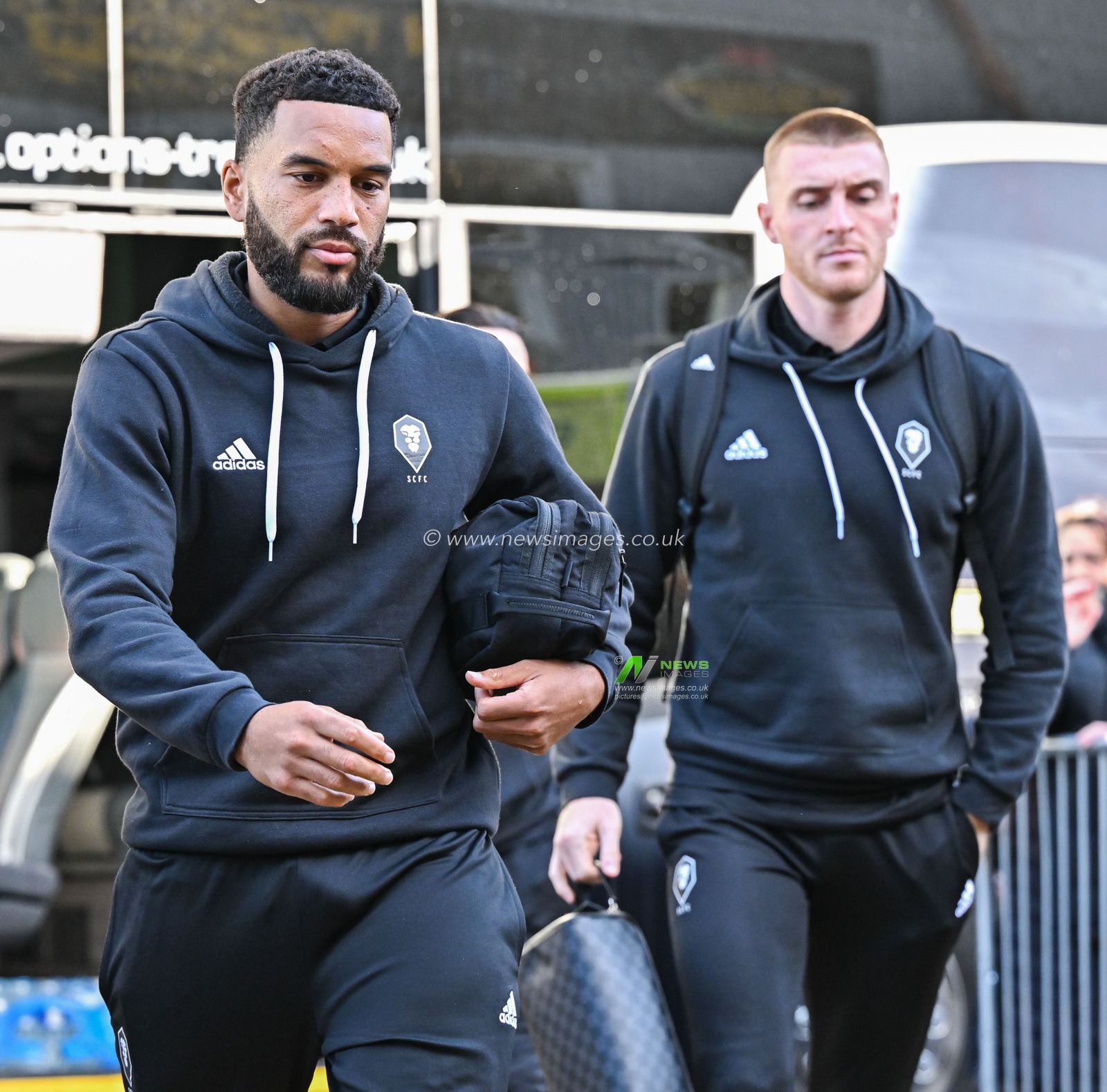 Adrian Mariappa 5# of Salford City Football Club arrives ahead of the match, during the Sky Bet League 2 match Wrexham vs Salford City at SToK Cae Ras, Wrexham, United Kingdom, 14th October 2023

(Photo by Cody Froggatt/News Images)