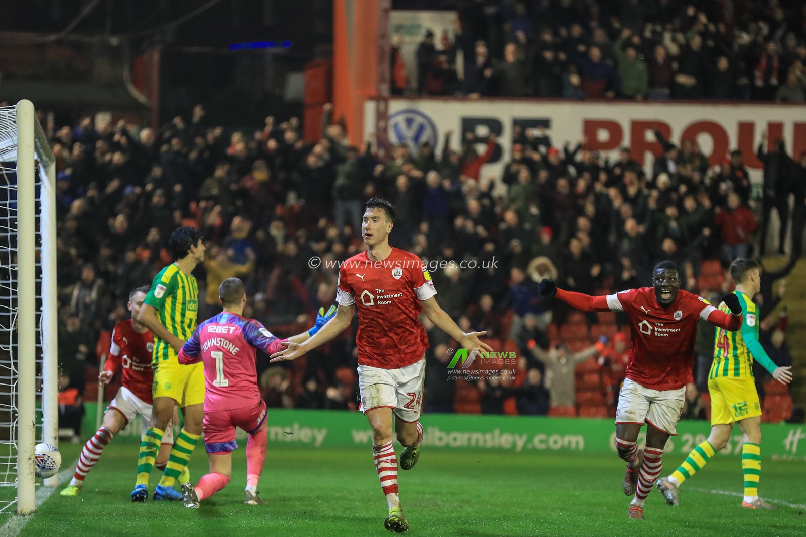 26th December 2019, Oakwell, Barnsley, England; Sky Bet Championship, Barnsley v West Bromwich Albion : Aapo Halme (24) of Barnsley celebrates his goal to make it 1-1

Credit: Mark Cosgrove/News Images