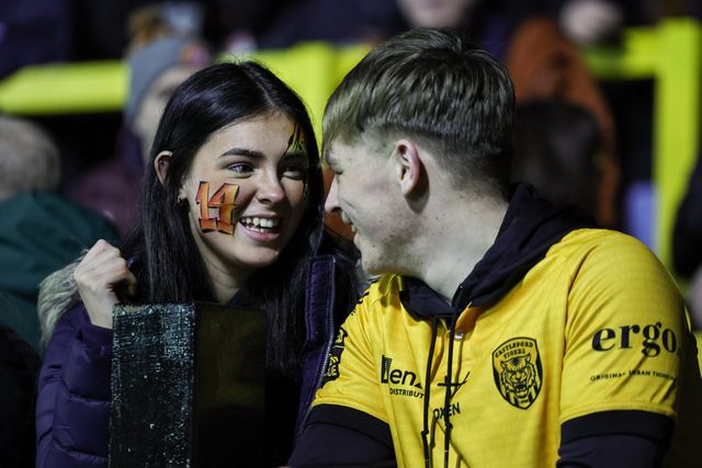 Castleford Tigers fans ion the stand during the Betfred Super League Round 3 match Castleford Tigers vs Huddersfield Giants at OneBore Stadium, Castleford, Untied Kingdom on 27 February 2026

(Photo by Mark Cosgrove/News Images)