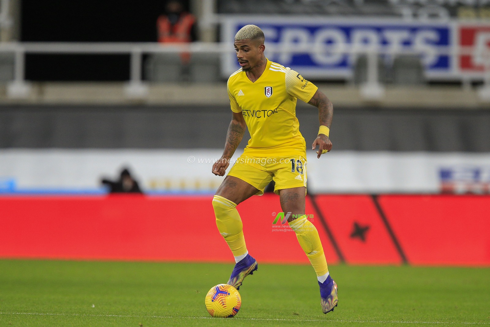 Mario Lemina #18 of Fulham in possession of the ball