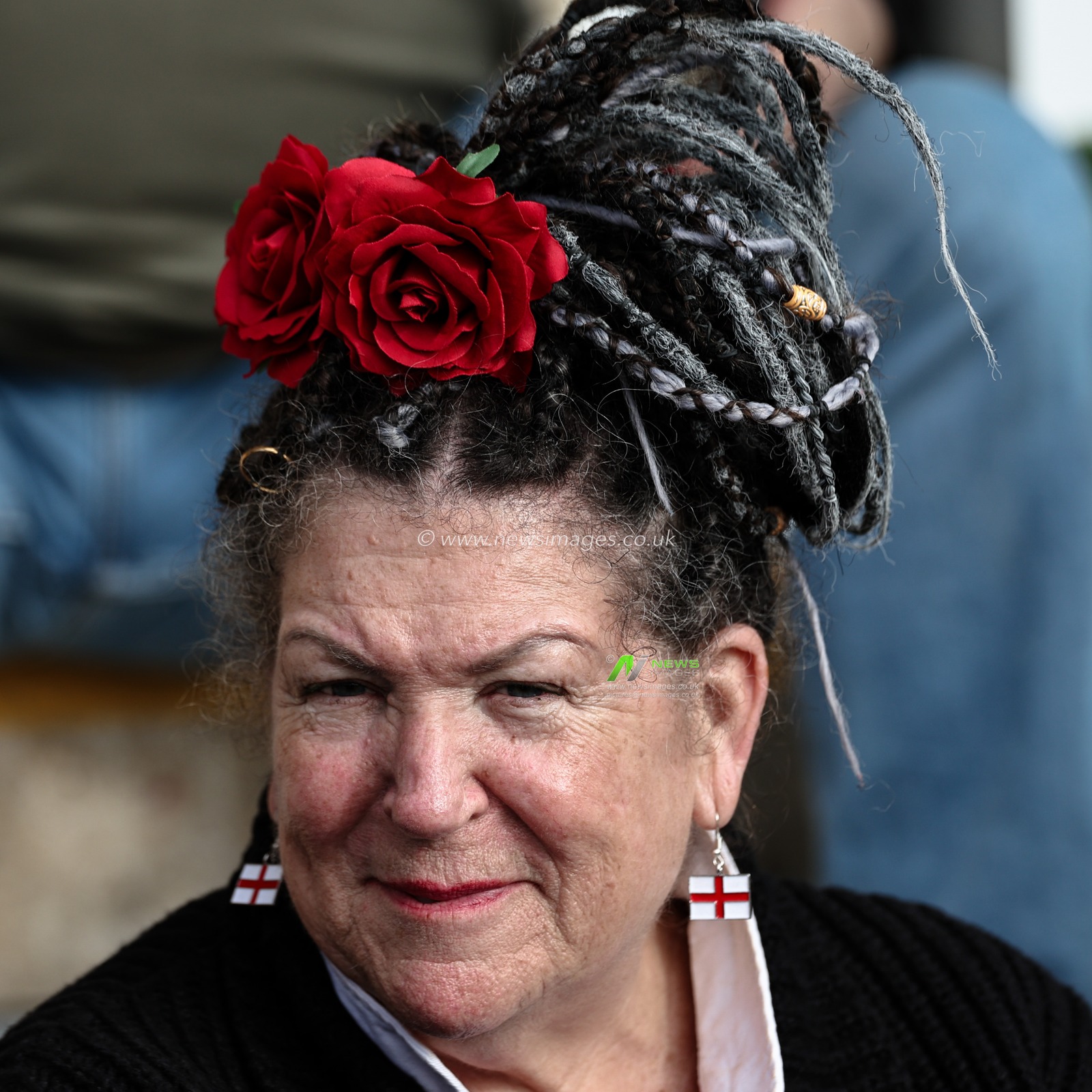 An England fans with country flag earrings during the 2025 Guinness 6 Nations match England vs Scotland at Allianz Stadium, Twickenham, United Kingdom, 22nd February 2025

(Photo by Mark Cosgrove/News Images)