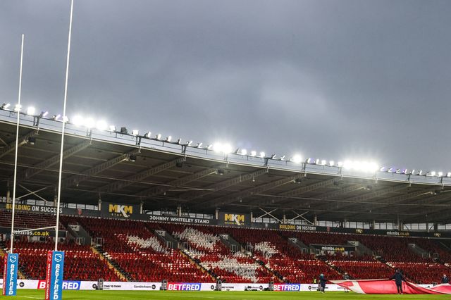 A general view of MKM Stadium ahead of the World Club Challenge 2026 match Hull KR vs Brisbane Broncos at MKM Stadium, Hull, United Kingdom on 19 February 2026

(Photo by Alfie Cosgrove/News Images)