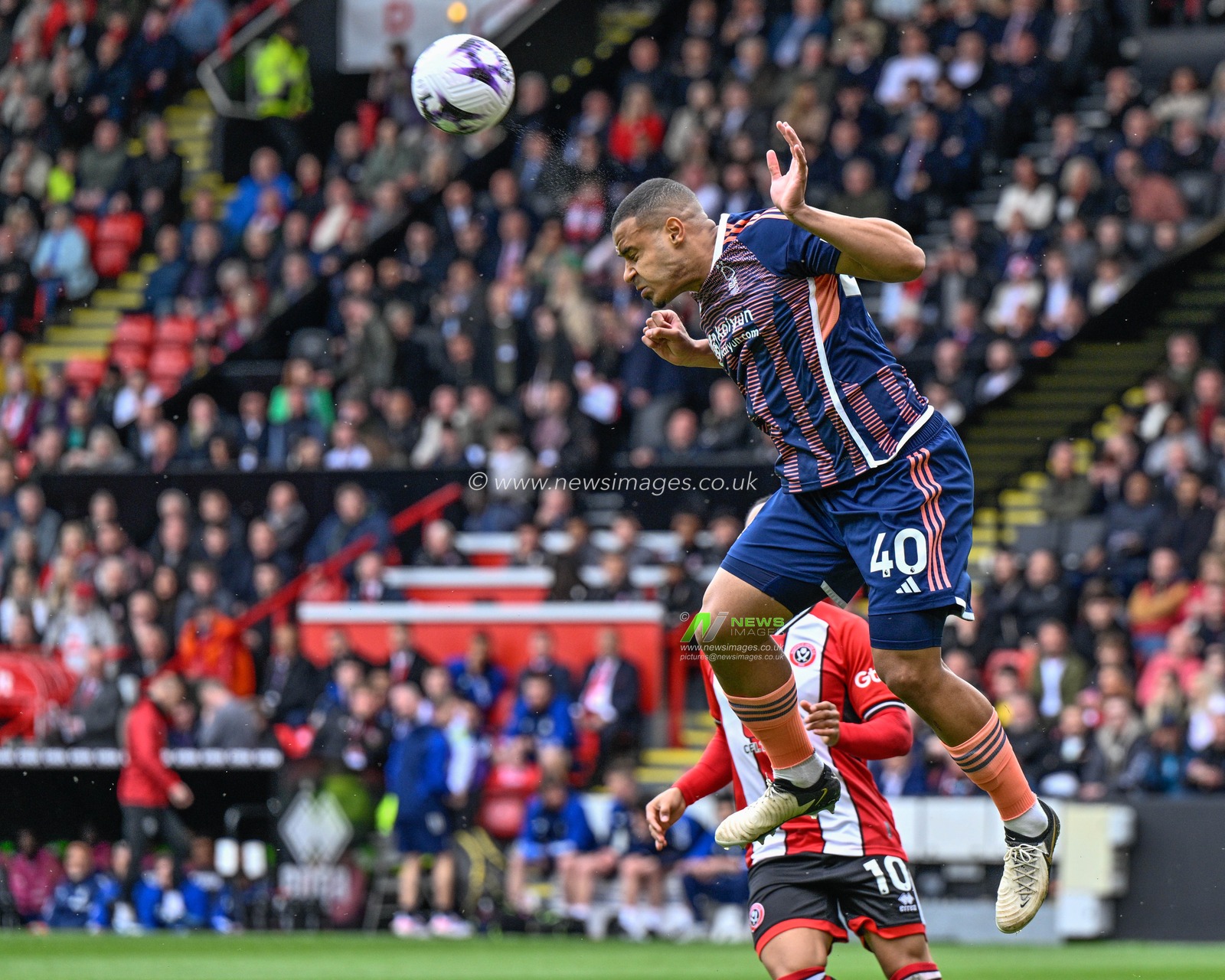 Murillo of Nottingham Forest heads the ball clear during the Premier League match Sheffield United vs Nottingham Forest at Bramall Lane, Sheffield, United Kingdom, 4th May 2024

(Photo by Cody Froggatt/News Images)
