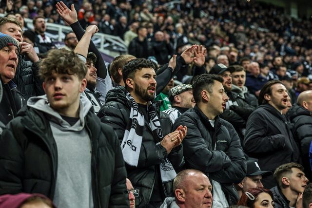 Newcastle fans during the UEFA Champions League Last 16 match Newcastle Untied vs Barcelona at St. James's Park, Newcastle, United Kingdom on 10 March 2026

(Photo by Mark Cosgrove/News Images)