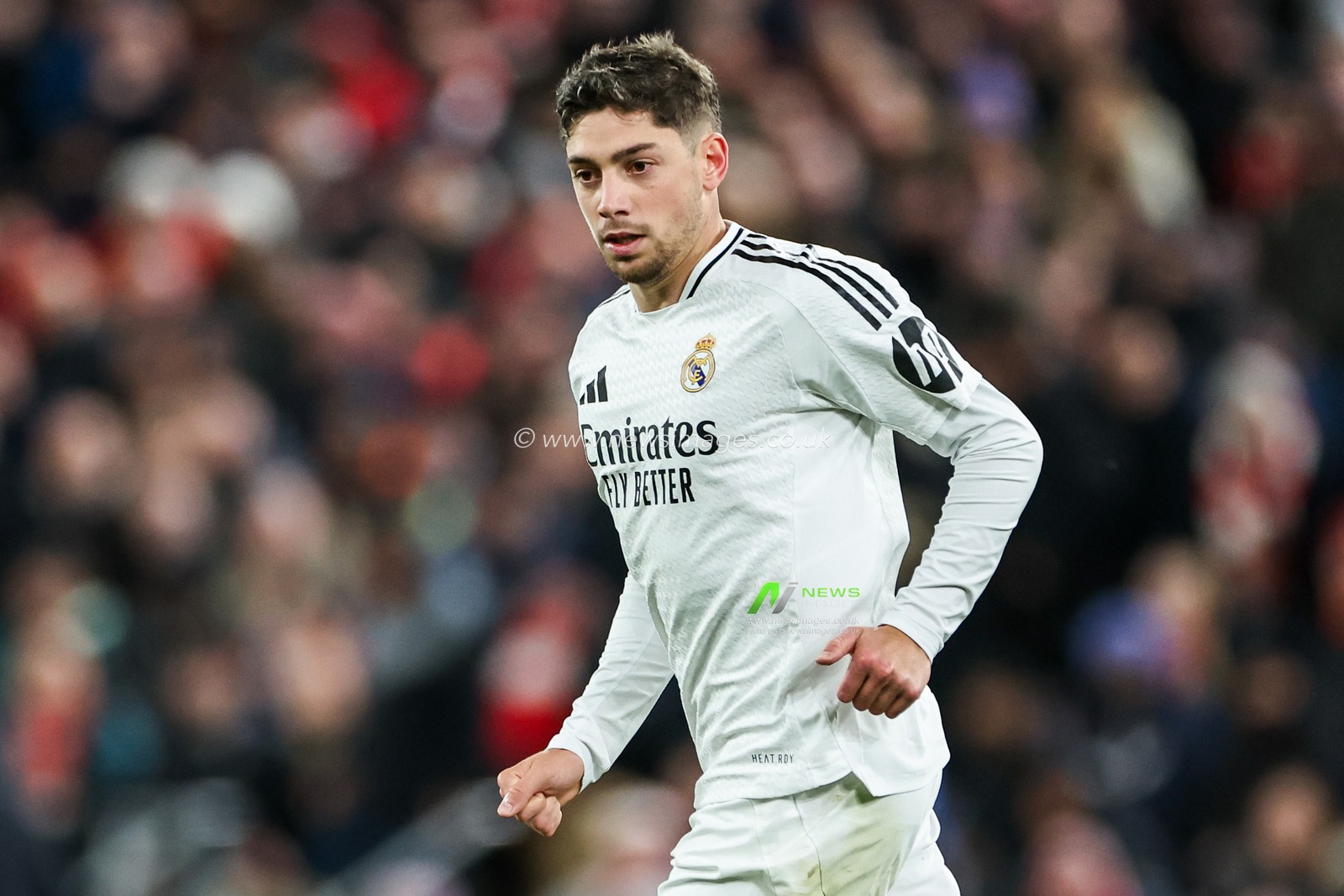 Federico Valverde of Real Madrid in action during the UEFA Champions League, League Phase MD5 Liverpool v Real Madrid at Anfield, Liverpool, United Kingdom, 27th November 2024

(Photo by Mark Cosgrove/News Images)