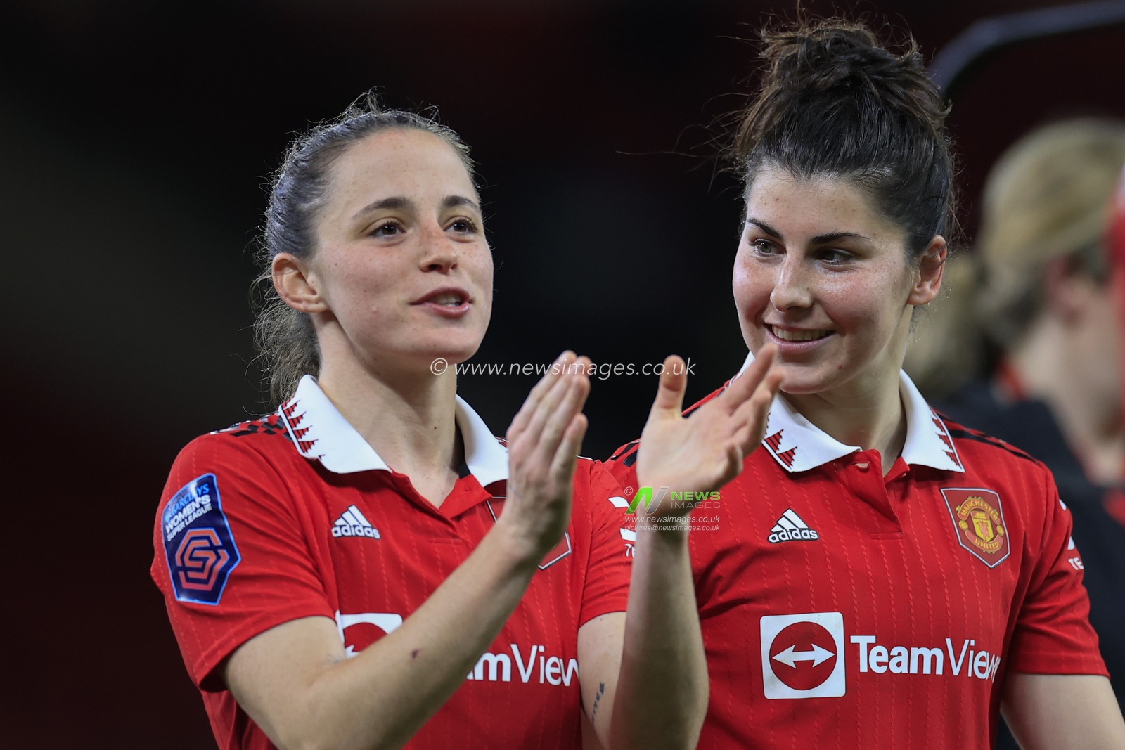 Ona Batlle #2 and Lucia Garcia #17 of Manchester United at the end of the FA Women's Super League match Manchester United Women vs West Ham United Women at Old Trafford, Manchester, United Kingdom, 25th March 2023

(Photo by Conor Molloy/News Images)