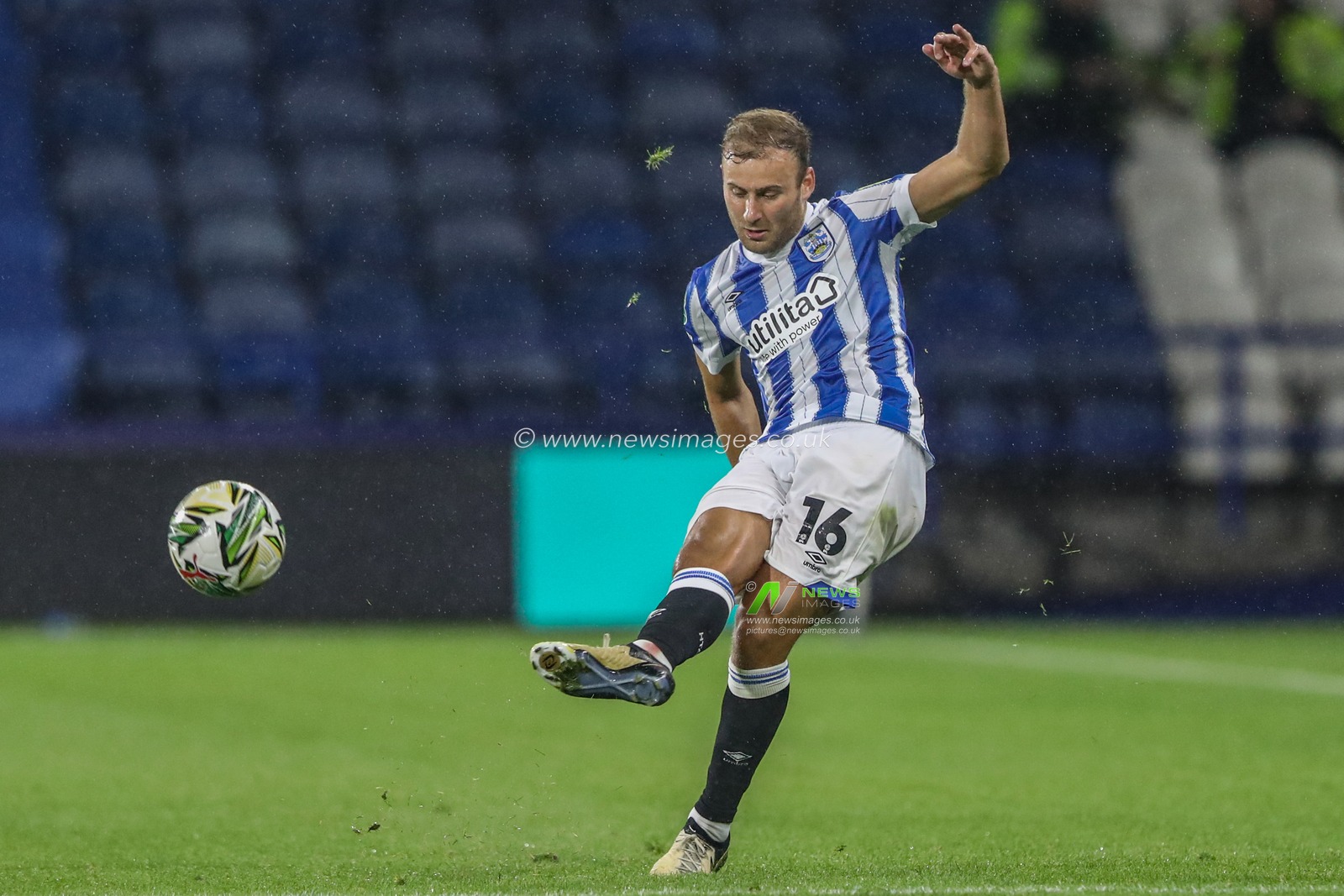 Herbie Kane of Huddersfield Town in action during the Carabao Cup match Huddersfield Town vs Morecambe at John Smith's Stadium, Huddersfield, United Kingdom, 13th August 2024

(Photo by Alfie Cosgrove/News Images)