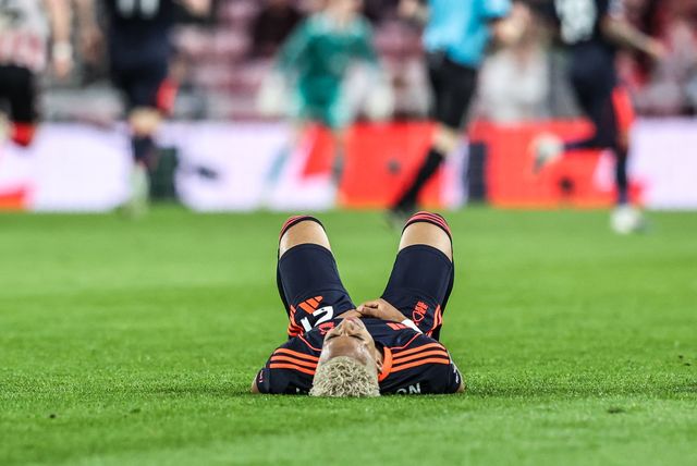Omari Hutchinson of Nottingham Forest goes down with an injury during the Premier League match Sunderland vs Nottingham Forest at Stadium Of Light, Sunderland, United Kingdom on 24 April 2026

(Photo by Alfie Cosgrove/News Images)