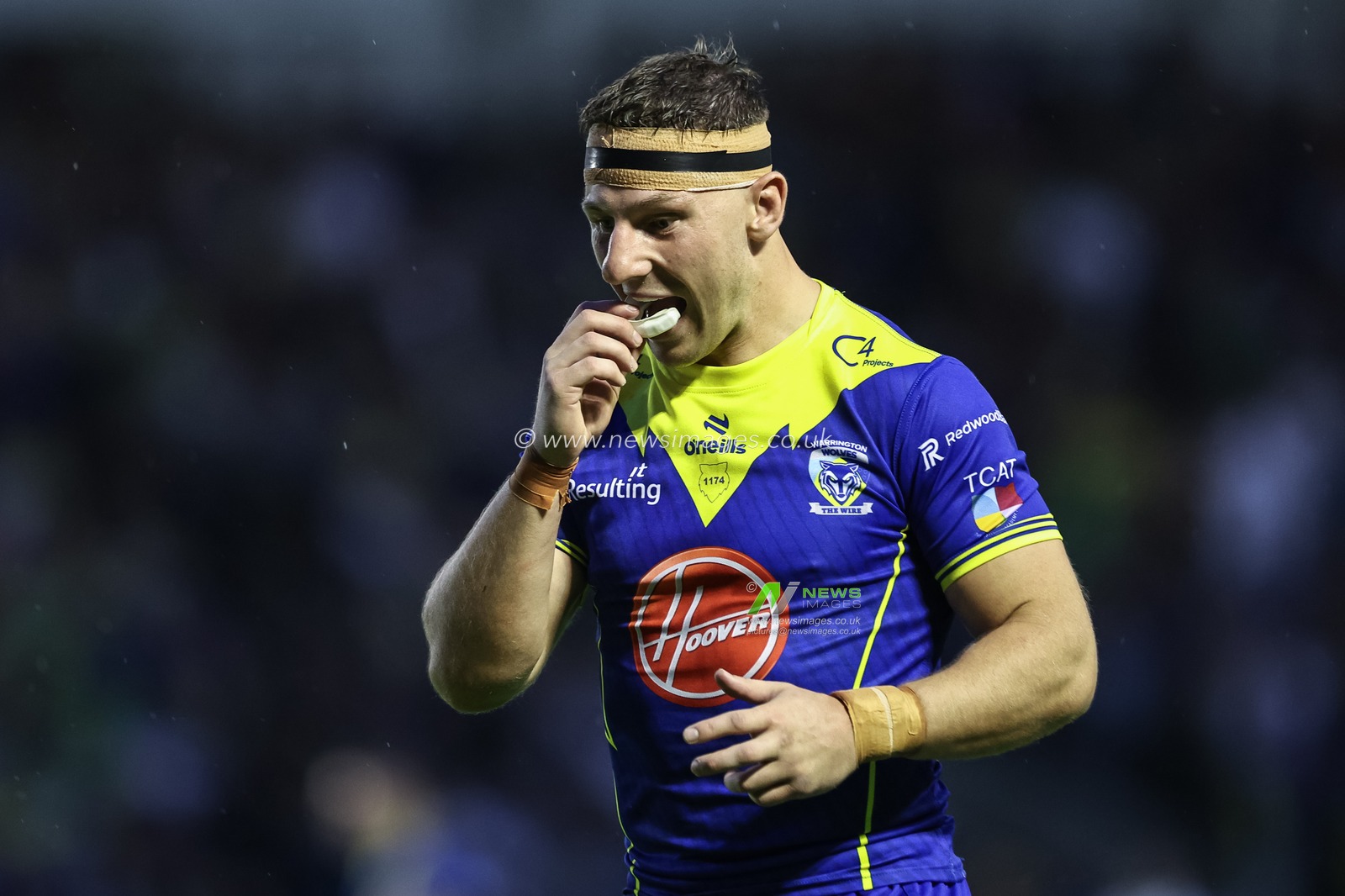 George Williams of Warrington Wolves takes out his gum shield  during the Betfred Super League Round 20 match Warrington Wolves vs Hull KR at Halliwell Jones Stadium, Warrington, United Kingdom, 2nd August 2024

(Photo by Mark Cosgrove/News Images)