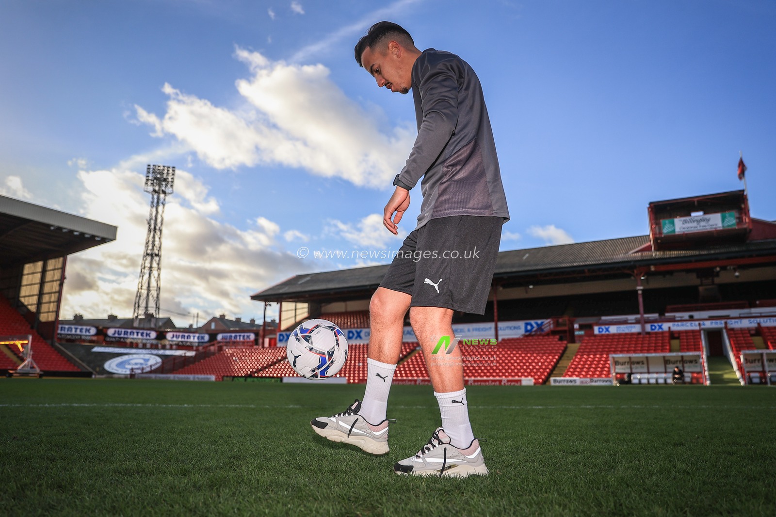 Amine Bassi showing his ball skills on the pitch at Oakwell after signing a season long loan deal from FC Metz
