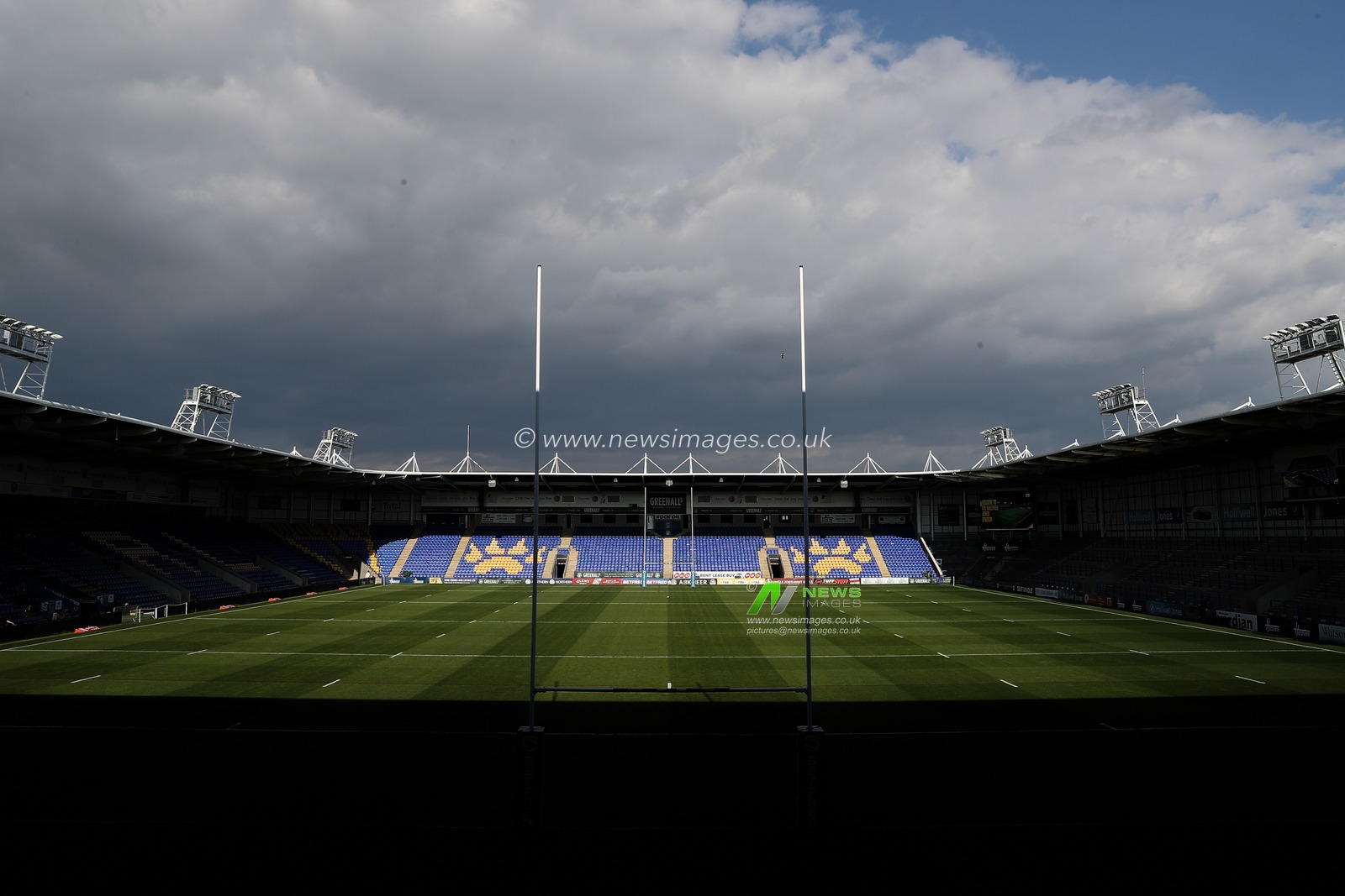 A general view inside of the Halliwell Jones Stadium, home of Warrington Wolves ahead of the Betfred Super League Round 9 match Warrington Wolves vs St Helens at Halliwell Jones Stadium, Warrington, United Kingdom, 24th April 2025

(Photo by Gareth Evans/News Images)
