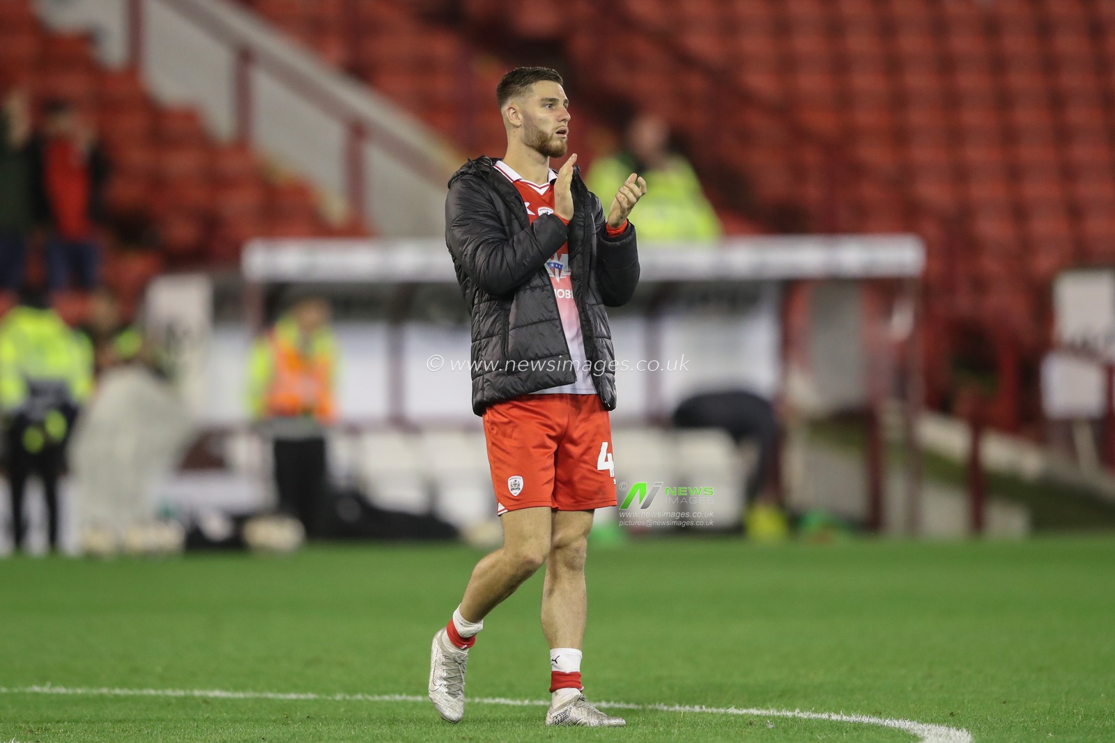 John Mcatee of Barnsley applauds the fans after the game during the Sky Bet League 1 Sky Bet League 1 Promotion Play-offs Semi-final first leg match Barnsley vs Bolton Wanderers at Oakwell, Barnsley, United Kingdom, 3rd May 2024

(Photo by Alfie Cosgrove/News Images)
