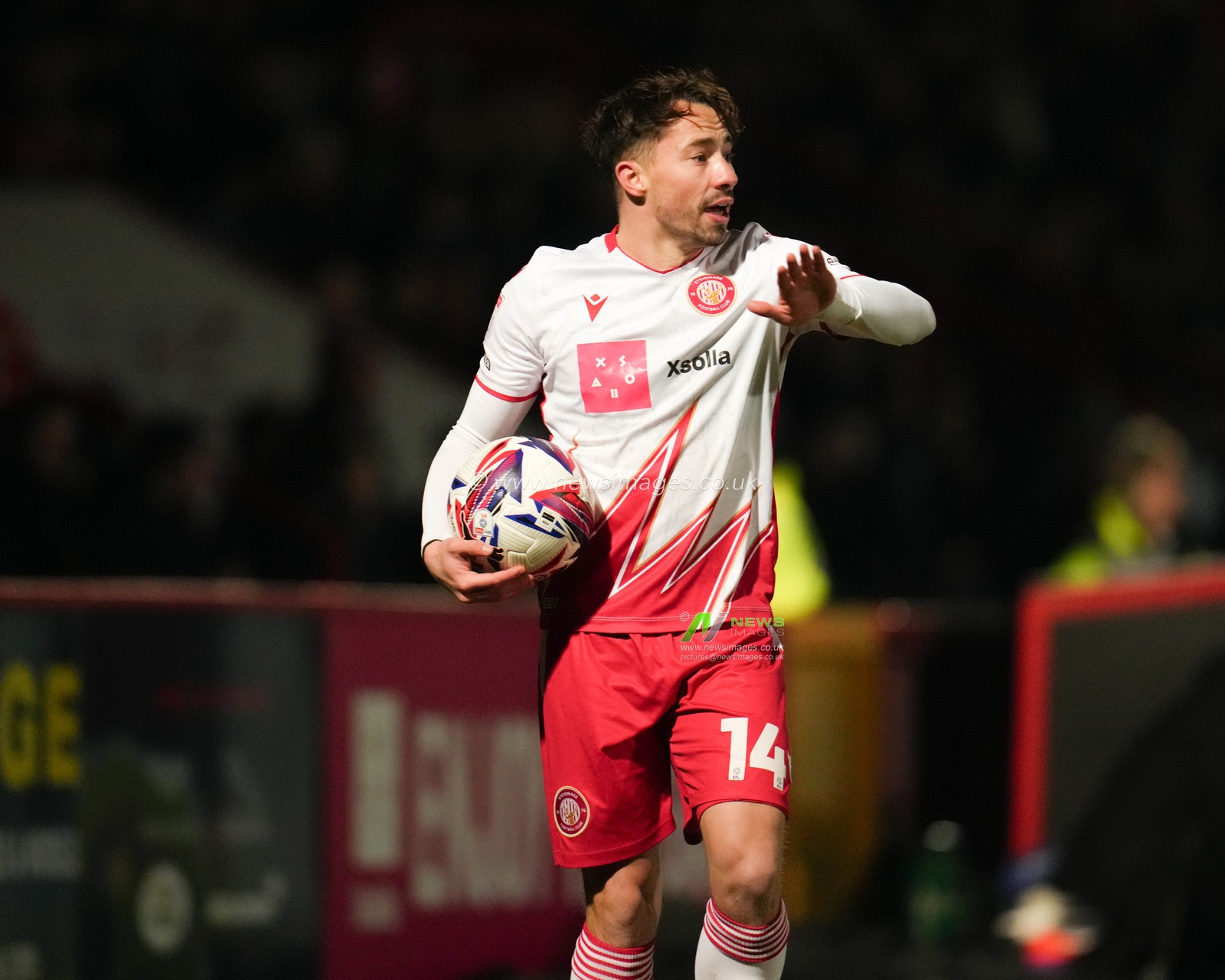 Kane Smith of Stevenage during the Sky Bet League 1 match Stevenage vs Burton Albion at Lamex Stadium, Stevenage, United Kingdom, 18th February 2025

(Photo by Harvey Murphy/News Images)