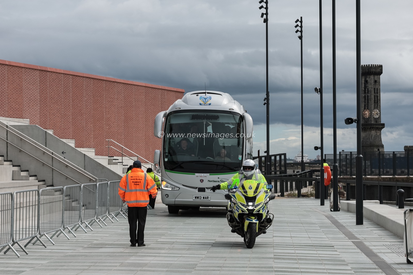 Warrington Wolves team coach arrives during the Betfred Super League Magic Weekend match Leigh Leopards vs Warrington Wolves at Hill Dickinson Stadium, Liverpool, United Kingdom on 04 July 2026

(Photo by Mark Cosgrove/News Images)
