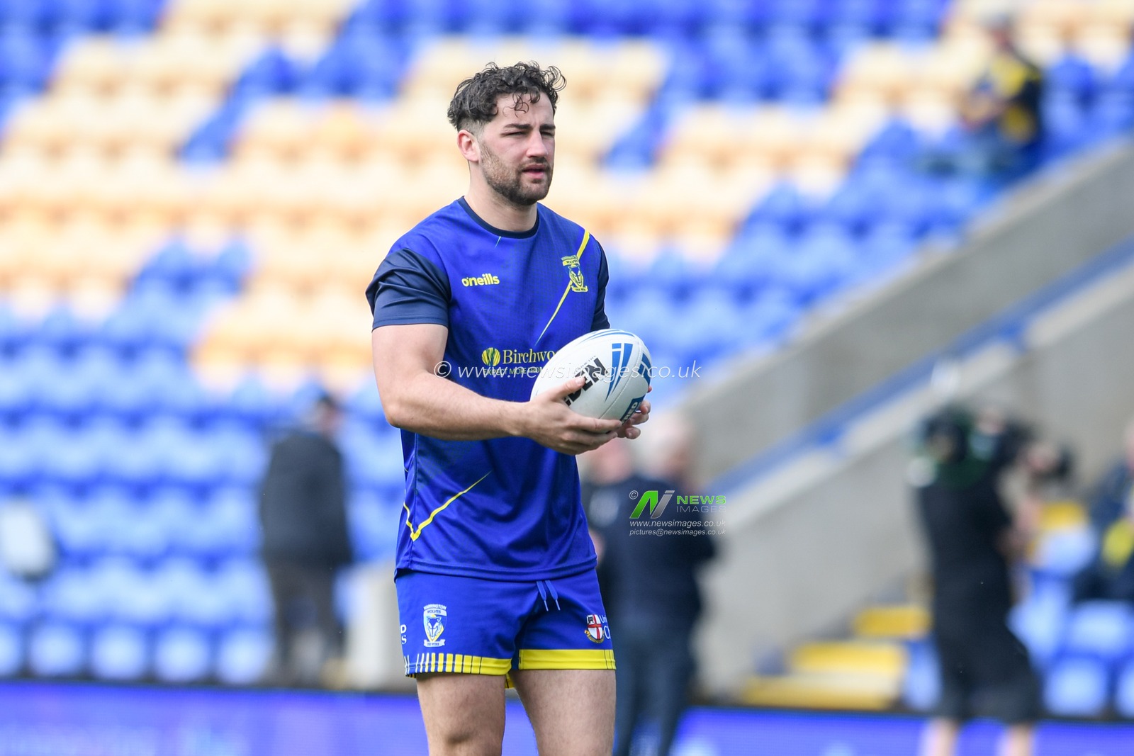 Toby King #4 of Warrington Wolves during the warm up