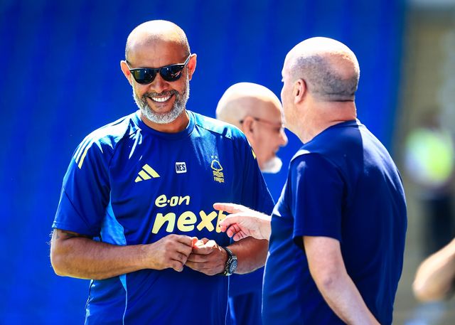 Nuno Espírito Santo Nottingham Forest Manager and Paul Cook Chesterfield Manager ahead of the Pre-season friendly match Chesterfield vs Nottingham Forest at SMH Group Stadiumact Stadium, Chesterfield, United Kingdom, 12th July 2025

(Photo by Richard Bierton/News Images)