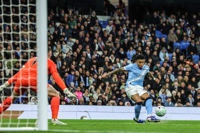 Savino of Manchester City scores to make it 3-0 during the Premier League match Manchester City vs Crystal Palace at Etihad Stadium, Manchester, United Kingdom on 13 May 2026

(Photo by Mark Cosgrove/News Images)