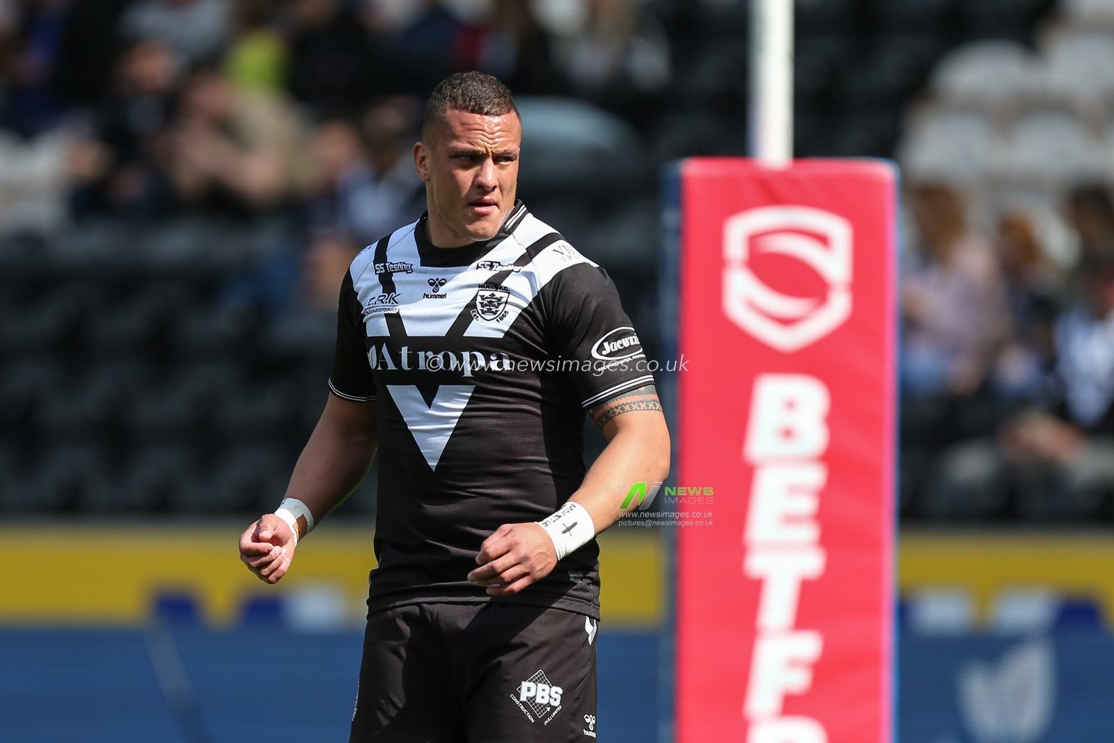 Kane Evans #16 of Hull FC during pre-game warm up