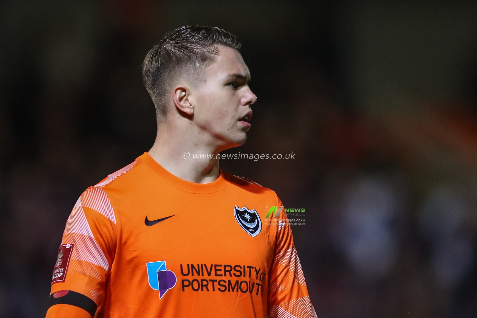 Josh Griffiths #1 of Portsmouth during the Emirates FA Cup First Round match Hereford FC vs Portsmouth at Edgar Street, Hereford, United Kingdom, 4th November 2022

(Photo by Gareth Evans/News Images)