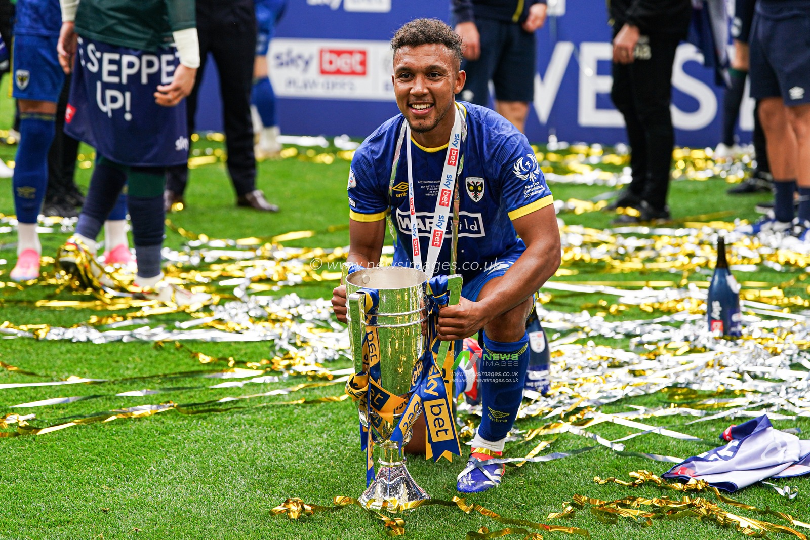 Wimbledon promotion celebrations after the Sky Bet League 2 Playoff Final match AFC Wimbledon vs Walsall at Wembley Stadium, London, United Kingdom, 26th May 2025

(Photo by Harvey Murphy/News Images)