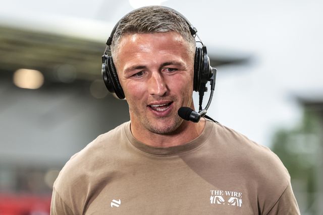 Sam Burgess manager of Warrington is interviewed after the game during the Betfred Super League round 20 match Leigh Leopards vs Warrington Wolves at Leigh Sports Village, Leigh, United Kingdom on 25 July 2026

(Photo by Alfie Cosgrove/News Images)