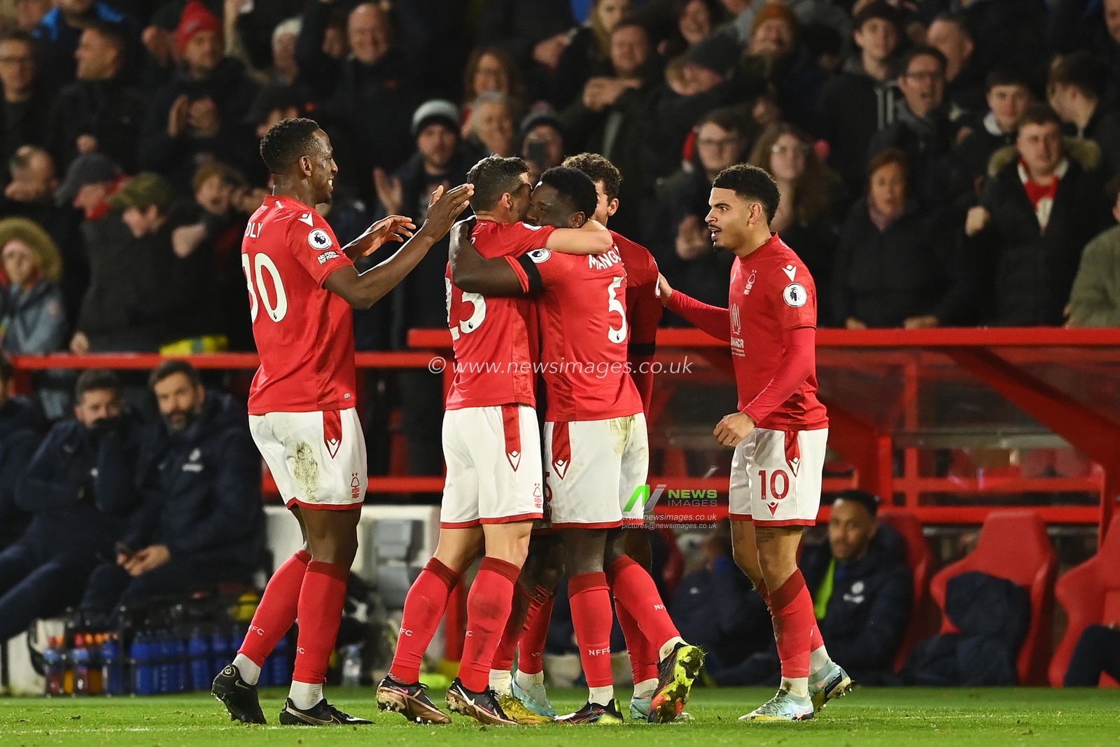 Serge Aurier #24 of Nottingham Forest (not in view) celebrates his goal to make it 1-1 during the Premier League match Nottingham Forest vs Chelsea at City Ground, Nottingham, United Kingdom, 1st January 2023

(Photo by Craig Thomas/News Images)
