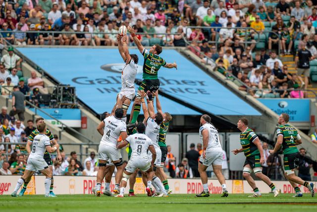 Exeter Chiefs winning a line out during the Gallagher PREM Final match Northampton Saints vs Exeter Chiefs at Allianz Stadium, Twickenham, United Kingdom on 20 June 2026.

(Photo by Alex Williamson/News Images)