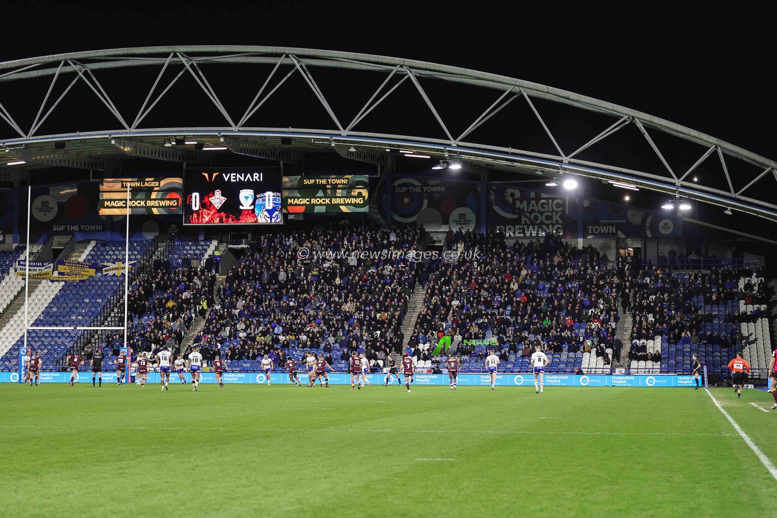 Traveling Warrington fans during the Betfred Super League Round 2 match Huddersfield Giants vs Warrington Wolves at John Smith's Stadium, Huddersfield, United Kingdom, 24th February 2023

(Photo by Mark Cosgrove/News Images)