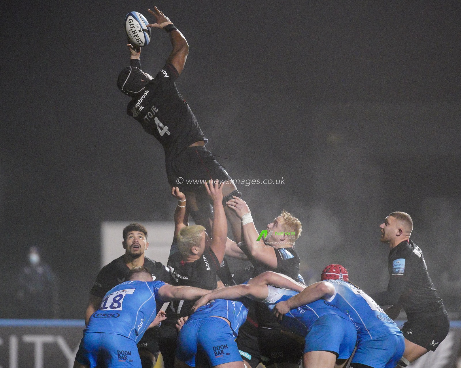 Maro Itoje #4 of Saracens in action during the game