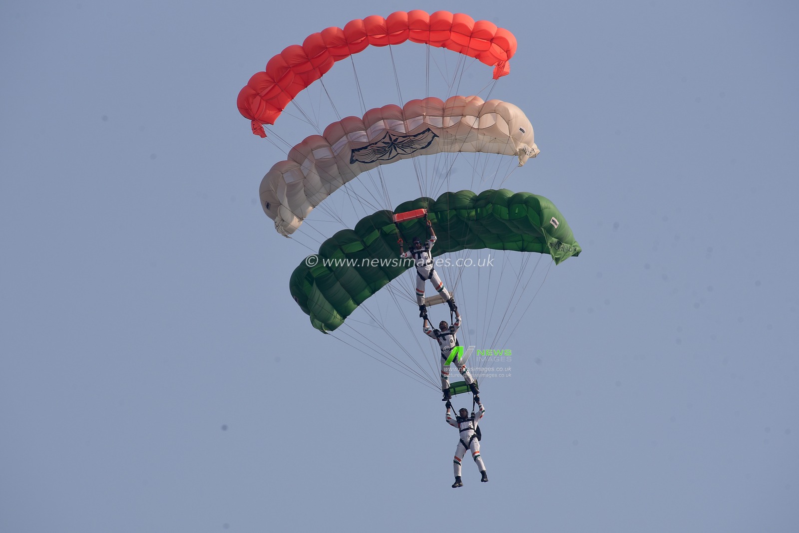 An Indian army paratroopers show skill in Kolkata, India, Monday, Dec. 16, 2024.Pictures by Debajyoti Chakraborty.'Vijay Diwas' is celebrated annually on December 16 to honour the victory of Indian armed forces over Pakistan in the 1971 Bangladesh liberation war.(Photo: Debajyoti Chakraborty/News Images)