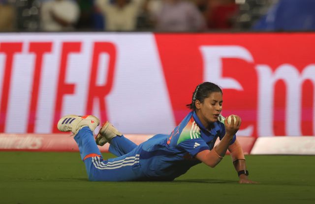 Depti Sharma of India takes wicket of Laura Wolvaardt (Captain) of South Africa catch taken by Amanjot Kaur of India  during the ICC Women's ODI Cricket World Cup Final 2025 session India Women vs South Africa Women at Dr. D.Y. Patil Sports Academy, Navi Mumbai, India, 2nd November 2025

(Photo by Shubhajit Roy Karmakar/News Images)