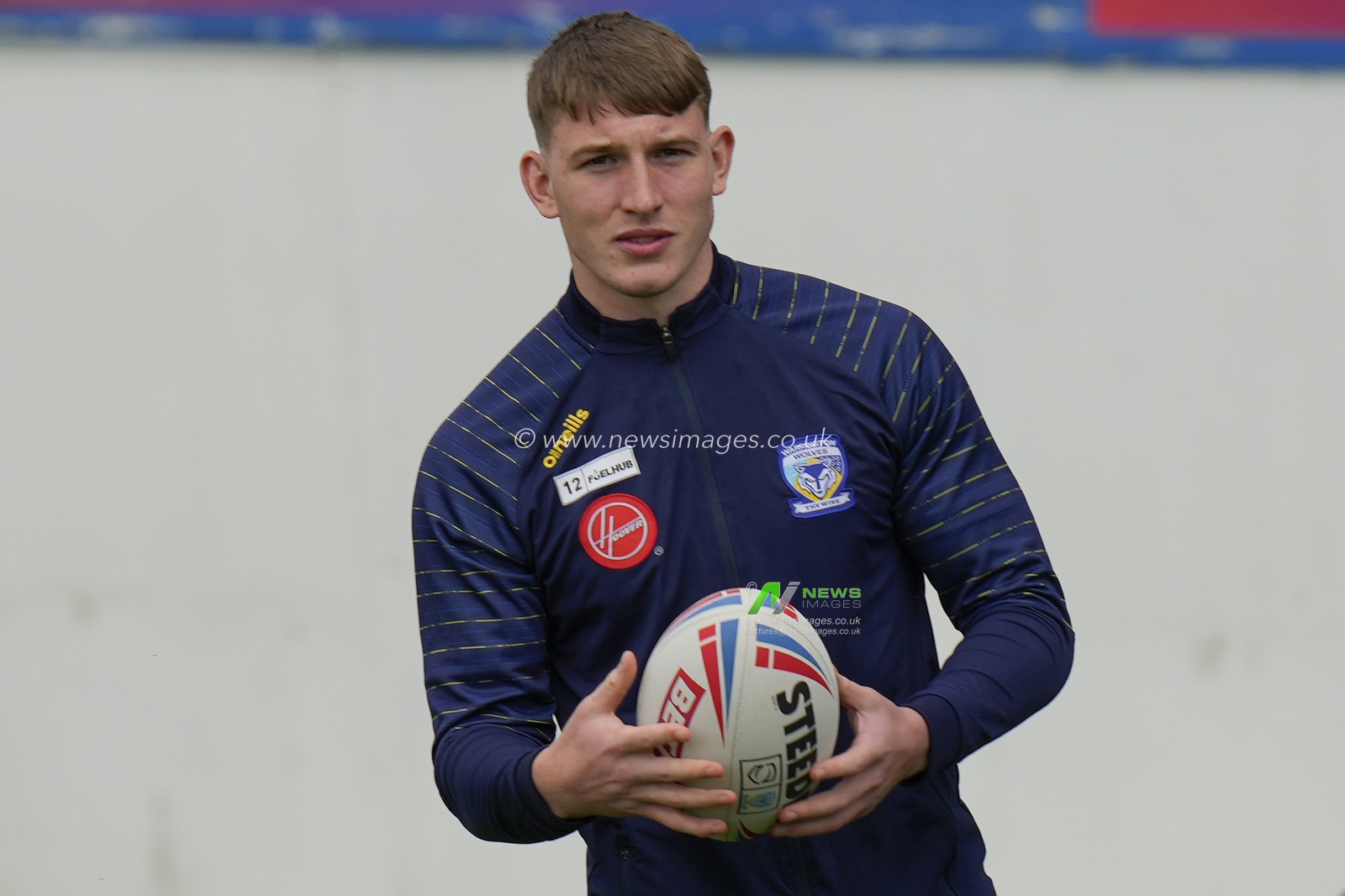 Matty Nicholson #12 of Warrington Wolves inspects the pitch before the Betfred Super League Round 20 match Wakefield Trinity vs Warrington Wolves at The Be Well Support Stadium, Wakefield, United Kingdom, 30th July 2023

(Photo by Steve Flynn/News Images)
