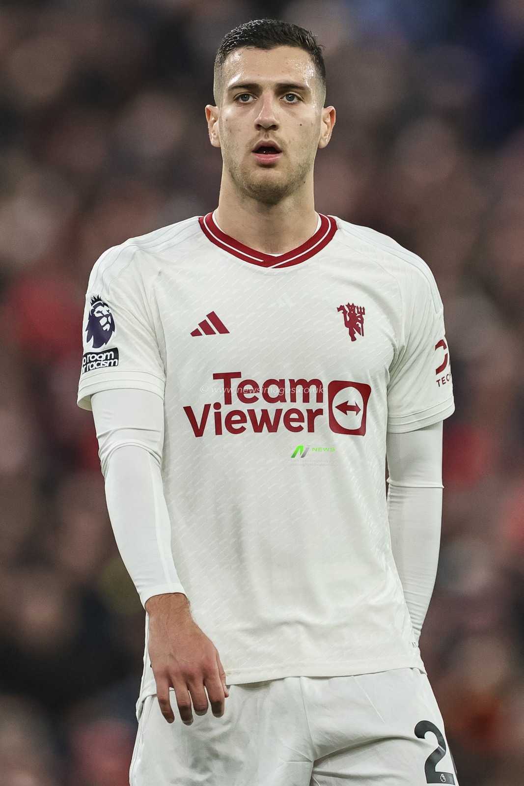 Diogo Dalot of Manchester United during the Premier League match Liverpool vs Manchester United at Anfield, Liverpool, United Kingdom, 17th December 2023

(Photo by Mark Cosgrove/News Images)