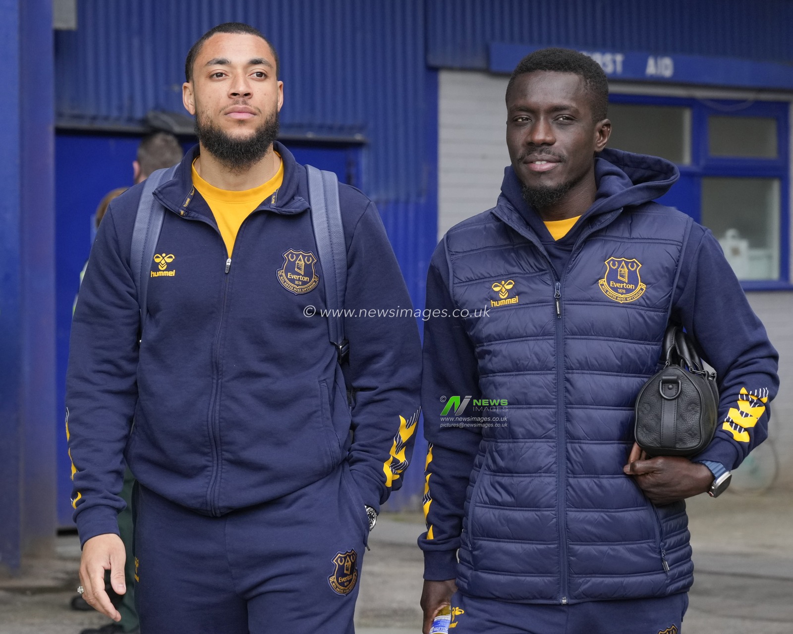 Arnaut Danjuma of Everton and Idrissa Gueye of Everton arrives at the stadium before the Premier League match Everton vs Nottingham Forest at Goodison Park, Liverpool, United Kingdom, 21st April 2024

(Photo by Steve Flynn/News Images)