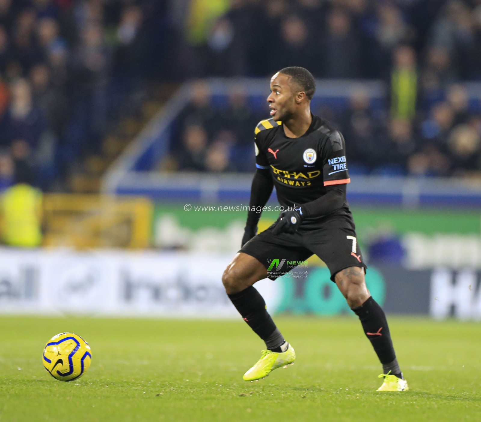 3rd December 2019, Turf Moor, Burnley, England; Premier League, Burnley v Manchester City : Raheem Sterling (07) of Manchester City controls the ball

Credit: Conor Molloy/News Images