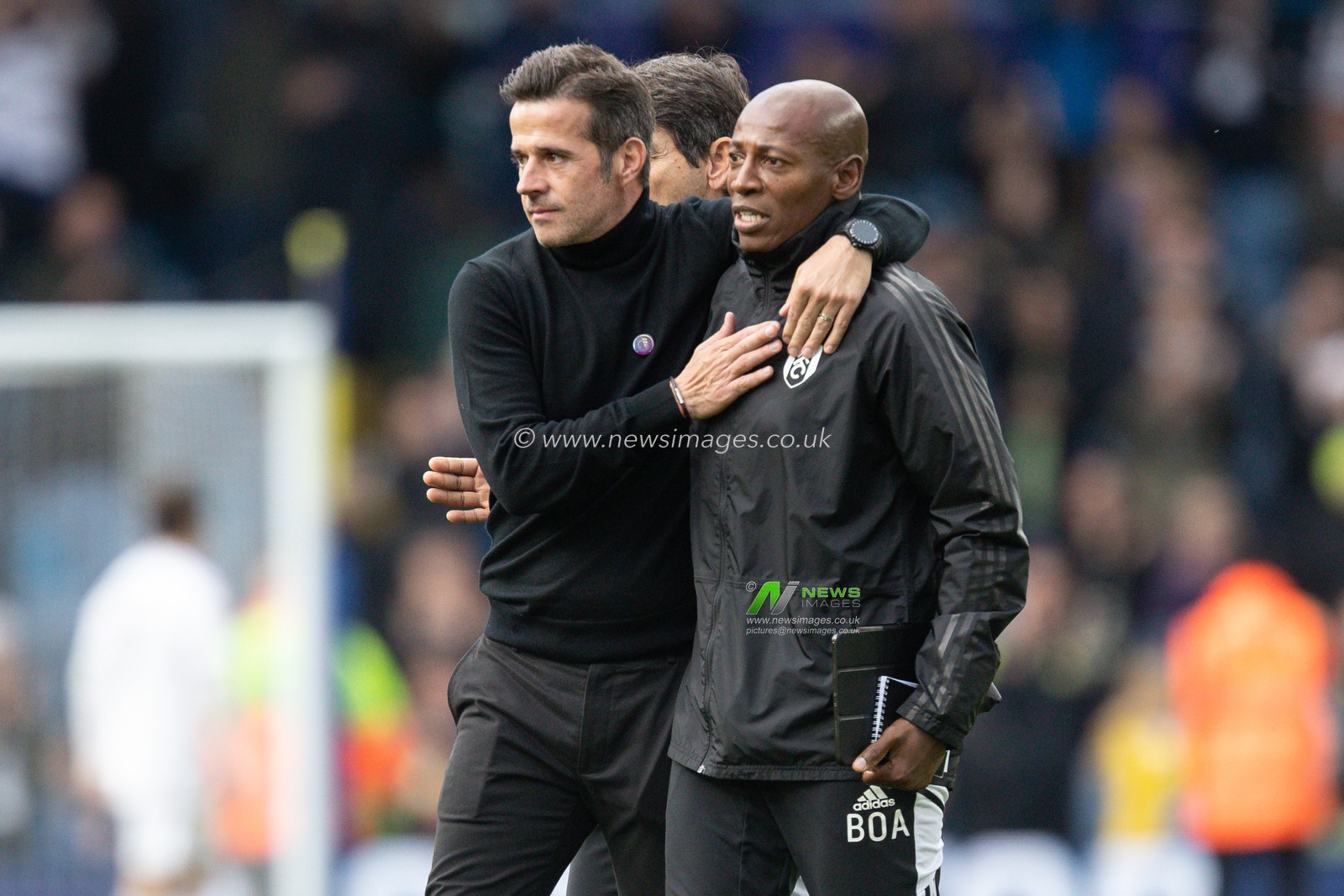 Marco Silva manager of Fulham celebrates with Luis Boa More after the Premier League match Leeds United vs Fulham at Elland Road, Leeds, United Kingdom, 23rd October 2022

(Photo by James Heaton/News Images)