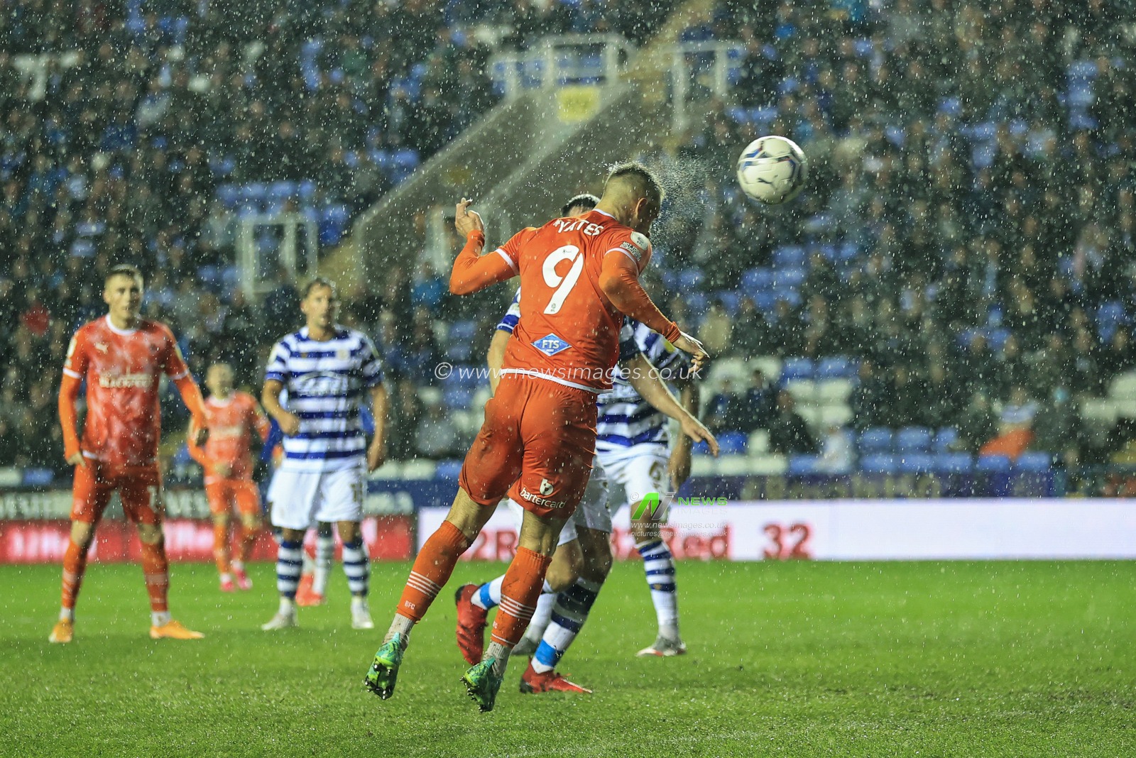 Jerry Yates #9 of Blackpool scores to make it 2-2