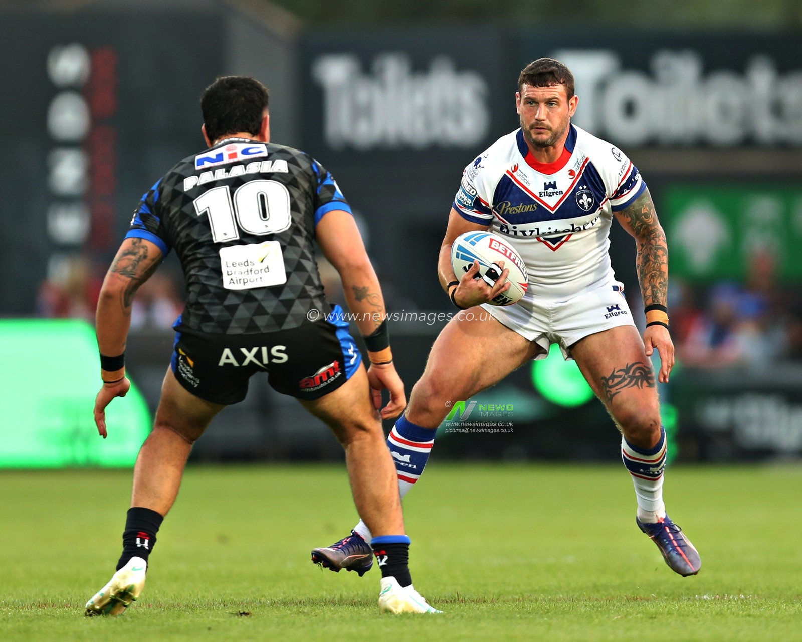 Jay Pitts of Wakefield Trinity during the Betfred Super League round 20 match Wakefield Trinity vs Leeds Rhinos at DIY Kitchens Stadium, Wakefield, United Kingdom, 24th July 2025(Photo by Sam Eaden/News Images)