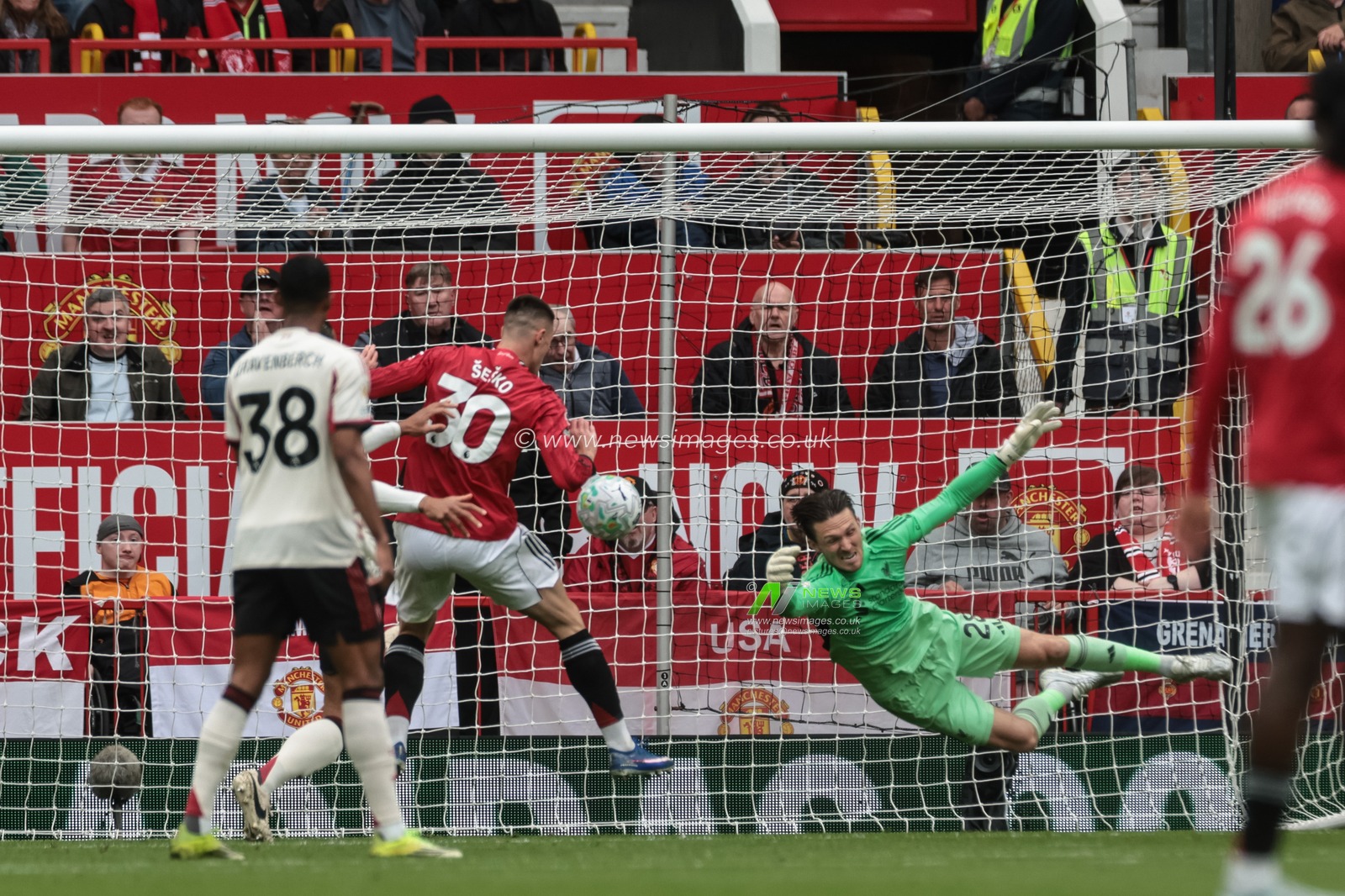 Benjamin Sesko of Manchester United scores to make it 2-0 during the Premier League match Manchester United vs Liverpool at Old Trafford, Manchester, United Kingdom on 03 May 2026

(Photo by Mark Cosgrove/News Images)
