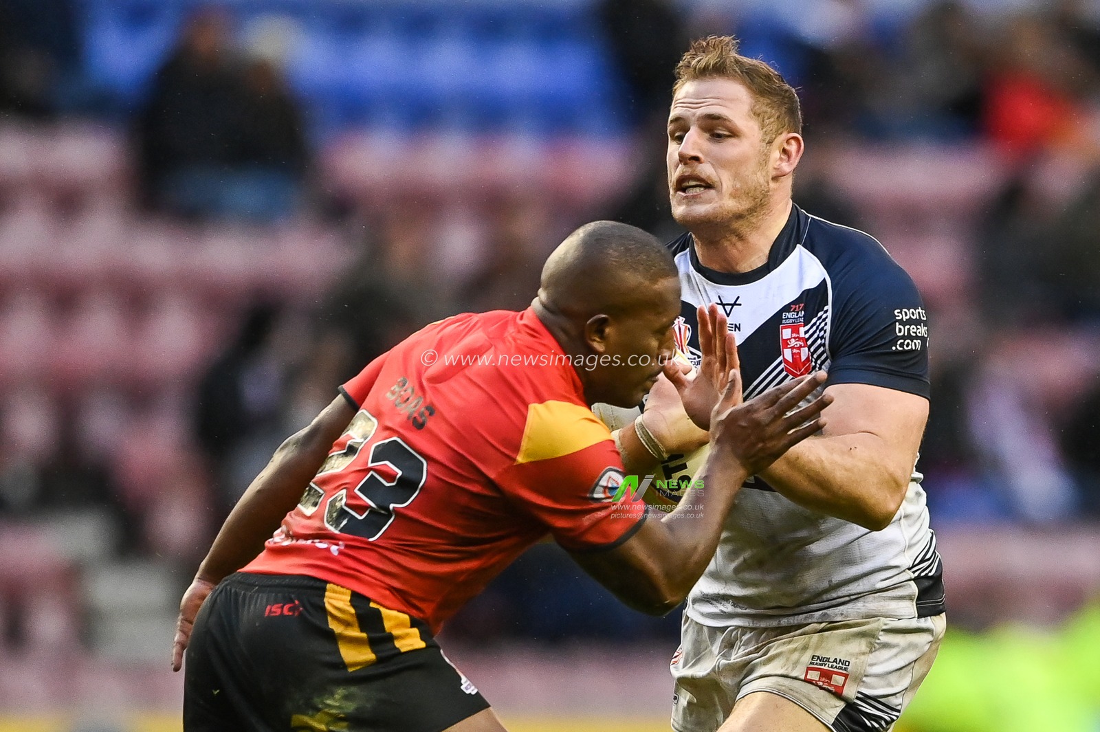 Tom Burgess of England in action during the Rugby League World Cup 2021 Quarter Final match England vs Papua New Guinea at DW Stadium, Wigan, United Kingdom, 5th November 2022

(Photo by Craig Thomas/News Images)