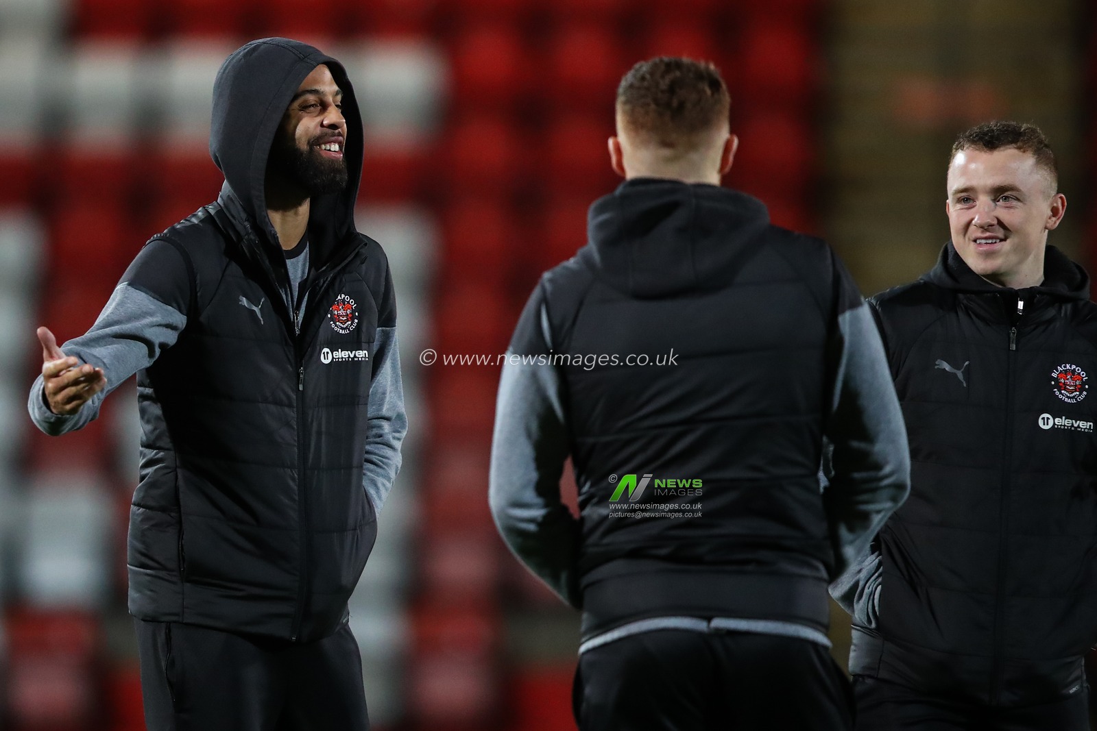 CJ Hamilton of Blackpool arrives ahead of the Sky Bet League 1 match Cheltenham Town vs Blackpool at The Completely-Suzuki Stadium, Cheltenham, United Kingdom, 13th February 2024

(Photo by Gareth Evans/News Images)