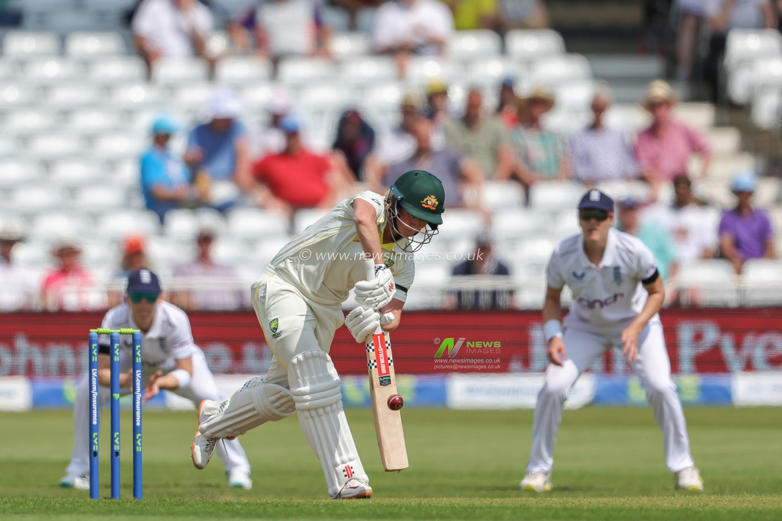 Beth Mooney of Australia hits the ball for one run during the Metro Bank Women's Ashes 2023 match England vs Australia at Trent Bridge, Nottingham, United Kingdom, 22nd June 2023

(Photo by Mark Cosgrove/News Images)