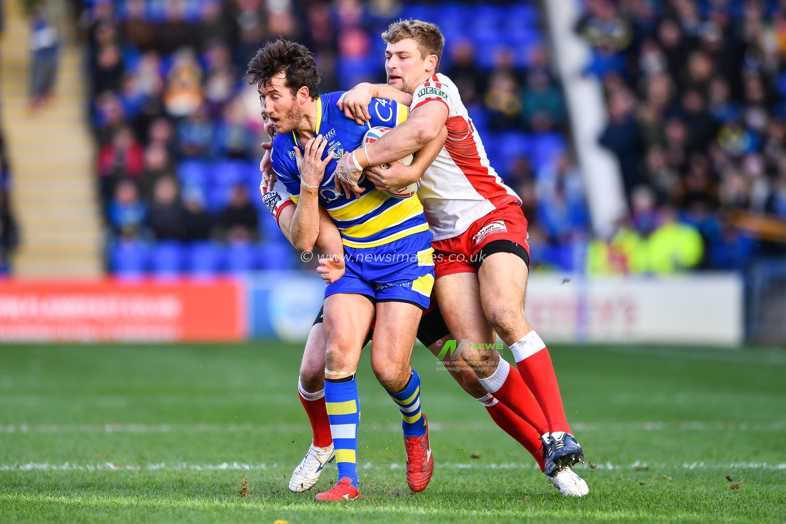 9th February 2019 , Halliwell Jones Stadium, Warrington, England;  Betfred Super League, Round 2, Warrington Wolves vs Hull KR  ; Stefan Ratchford (1) of Warrington in action 

Credit: Craig Thomas/News Images