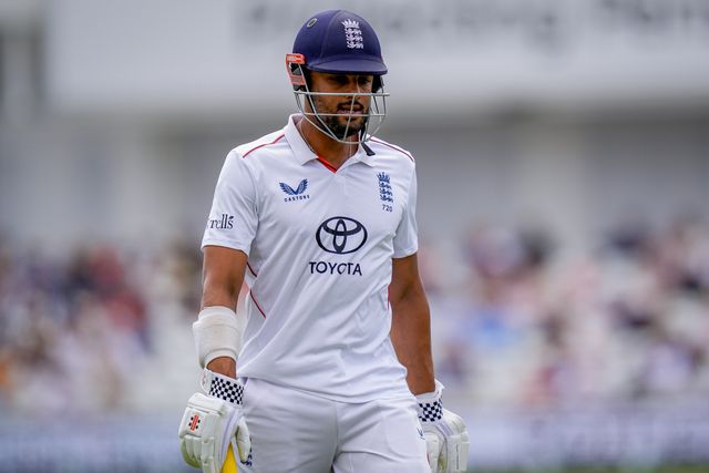 A dejected Emilio Gay of England walks off after being dismissed out caught by Tom Blundell of New Zealand off the bowling of Nathan Smith of New Zealand during the 3rd Rothesay Test Match Day 5 match England vs New Zealand at Trent Bridge, Nottingham, United Kingdom on 29 June 2026

(Photo by Maynard Manyowa/News Images)