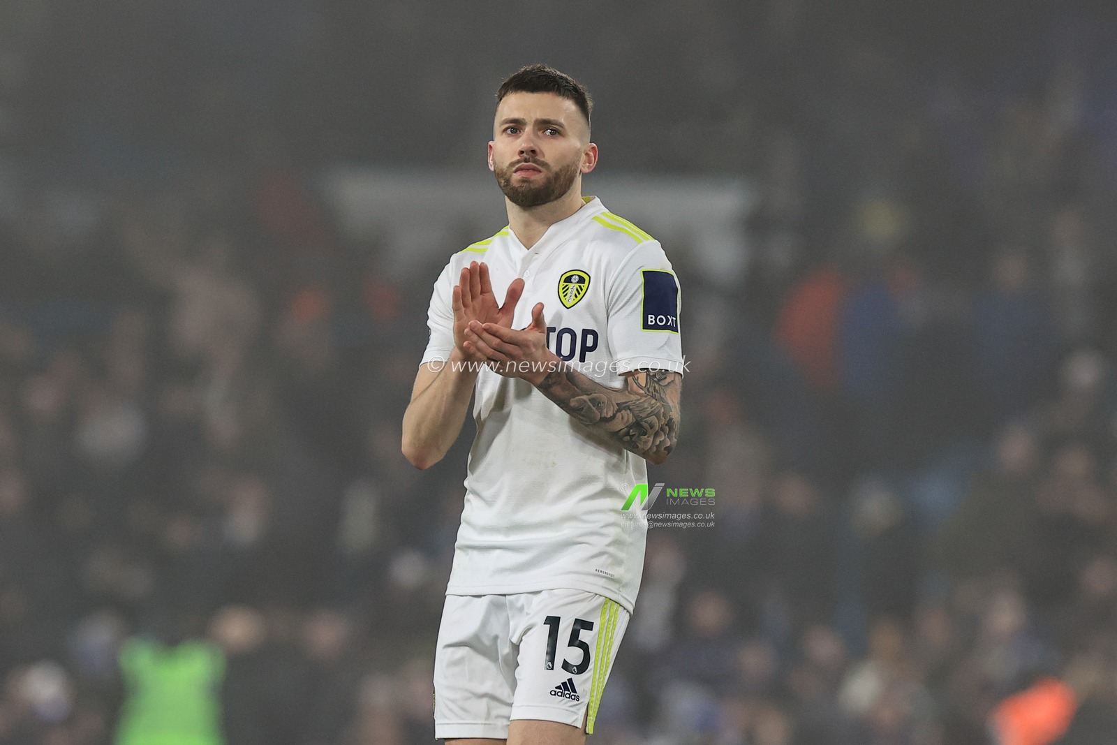 Stuart Dallas #15 of Leeds United applauds the fans