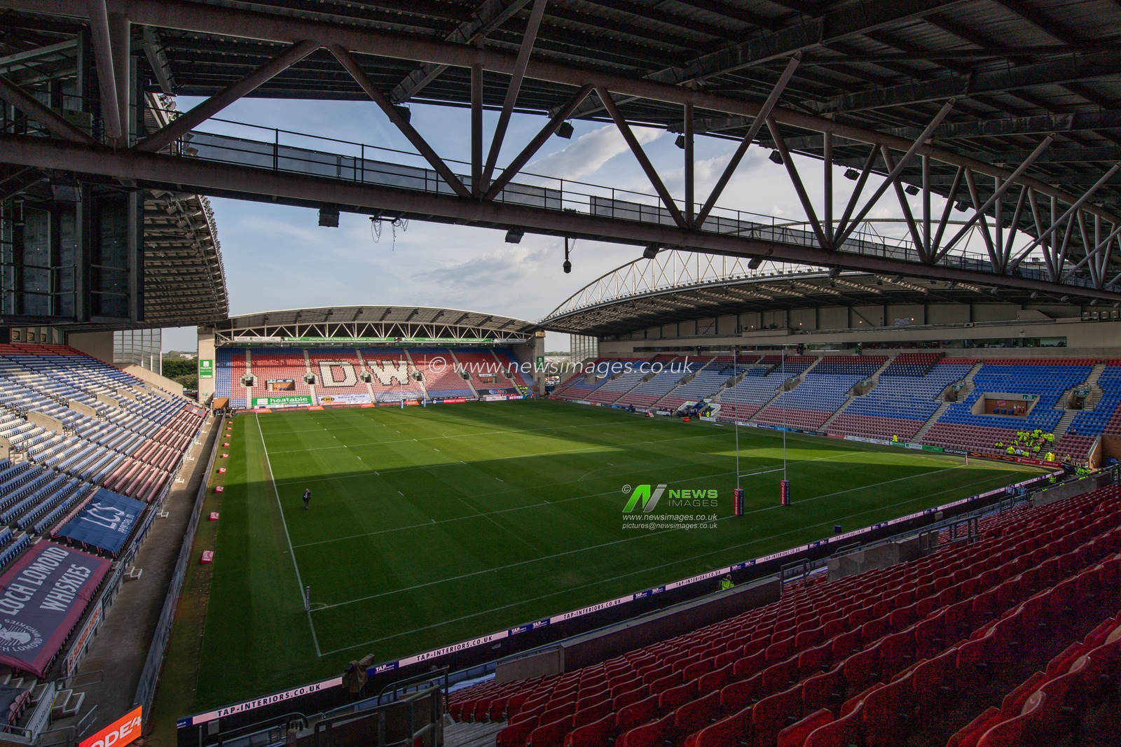 A general view of the DW Stadium, Home of Wigan Warriors, during the Betfred Super League Round 10 match Wigan Warriors vs Catalans Dragons at DW Stadium, Wigan, United Kingdom, 2nd May 2024

(Photo by Craig Thomas/News Images)